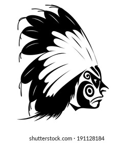 North American Indian chief image - vector illustration. 