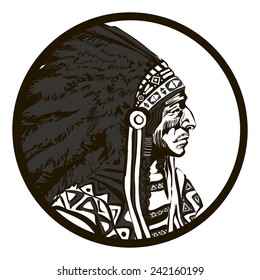 North American Indian chief - vector illustration