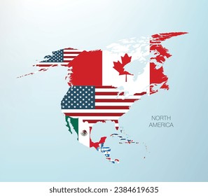 the north american map divided by countries. Vector illustration