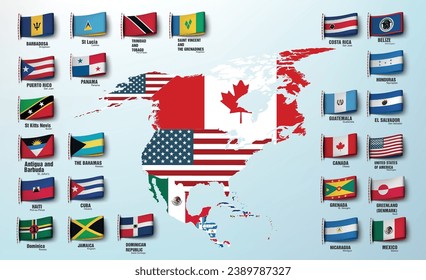 the north american maps divided by countries. Vector illustration