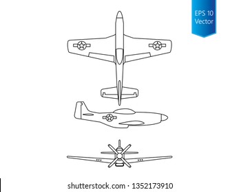 North american P-51D Mustang vector