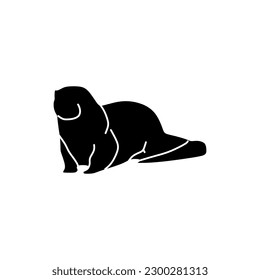 North American River Otter icon in black fill silhouette mode. Top choice of animal vector illustration in trendy style. Editable graphic resources for many purposes.