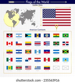 North American And South American Flags, Golden Ratio Edition. Part 1/6