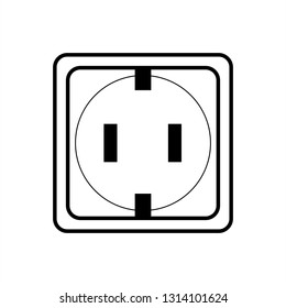 North American Wall Outlet Vector Illustration. Wall Power Socket.