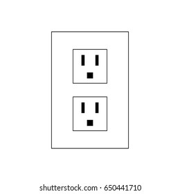 North American wall outlet vector illustration. Wall power socket. 