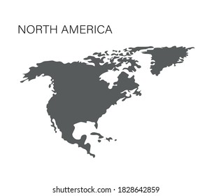 North America.Vector silhouette of the continent. Mainland. Gray land.