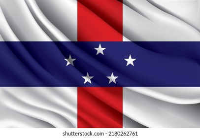 North antilles national flag waving realistic vector illustration