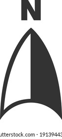 NORTH arrow cartography symbol with letter N vector illustration