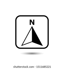 North arrow icon or N direction and navigation point symbol. Vector logo for GPS navigator map isolated on white background