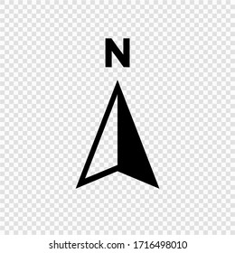 North Arrow Icon N Direction Vector Point Symbol, Isolated On Transparent Background. Vector EPS 10