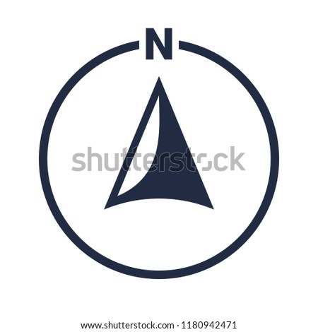 North arrow icon or N direction and navigation point symbol. Vector logo in circle for GPS navigator map