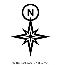 Símbolo de flecha norte. Señal de dirección del mapa	
