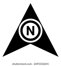 Símbolo de flechas norte. Dirección de la brújula para el mapa