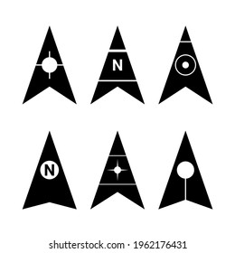 Conjunto de símbolos de flechas norte. icono de brújula de dirección