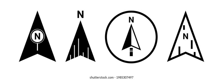 North arrows symbol vector set. Compass direction logo.