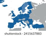 North Atlantic organization member states on political map of the Europe