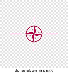 North Atlantic Treaty Organization sign. Vector. Bordo icon on transparent background.