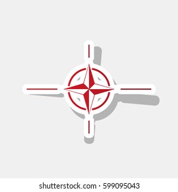 North Atlantic Treaty Organization sign. Vector. New year reddish icon with outside stroke and gray shadow on light gray background.