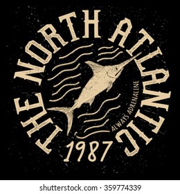 The North atlantic.Swordfish logo work.vector.