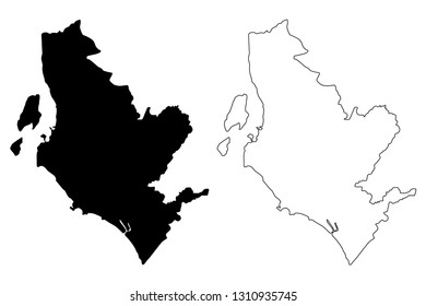 North Ayrshire (United Kingdom, Scotland, Local government in Scotland) map vector illustration, scribble sketch North Ayrshire map