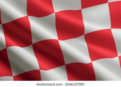 Bandeira do Brabante do Norte acenando ao vento, textura de seda detalhada e realista. Província dos Países Baixos