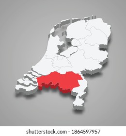 North Brabant province location within Netherlands 3d isometric map