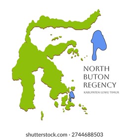 North Buton Regency map illustration with clear boundary focus. Scalable vector for business reports, regional planning, educational maps, and infographic layouts