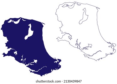 North Caicos island (Turks and Caicos Islands, Cenrtal America, Caribbean islands, British Overseas Territory) map vector illustration, scribble sketch map