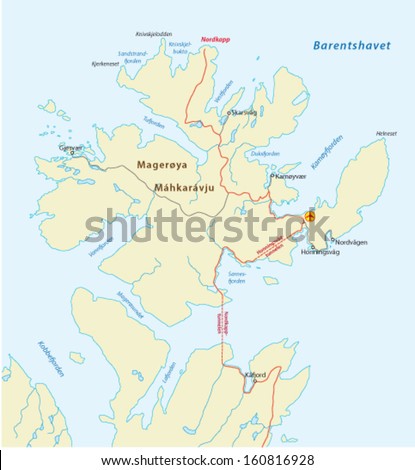 North Cape Norway Map Stock Vector (Royalty Free) 160816928 - Shutterstock