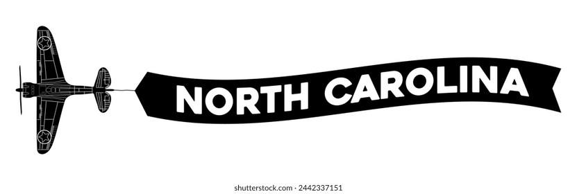 North Carolina advertisement banner is attached to the plane