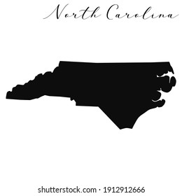North Carolina black silhouette vector map. Editable high quality illustration of the American state of North Carolina simple map