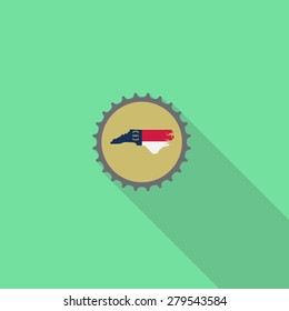 North Carolina bottle cap flat icon with long shadow. Vector illustration EPS10