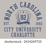 North Carolina City Varsity style graphic. Editable and ready to use for Tee Shirt, hoodie, and others