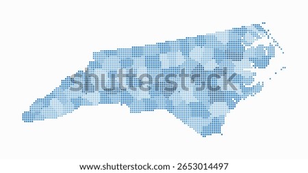 North Carolina dotted map. Digital style map of the state on white background. North Carolina shape with square dots. Colored dots style. Small size squares. Trending vector illustration.