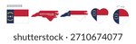 North Carolina flag and map set. North Carolina state flag in celebration of November 21st	