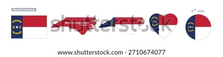 North Carolina flag and map set. North Carolina state flag in celebration of November 21st	