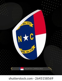 North Carolina Flag Shield icon in 3D on Dark Modern Abstract Rugby Background. Perfect for sports events, heritage themes, national celebrations, and patriotic designs.
