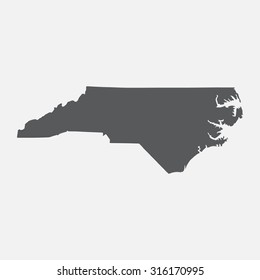 North Carolina grey state border map.