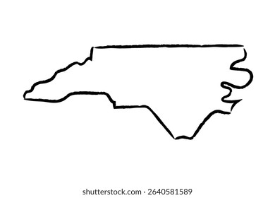 North Carolina hand drawn map. Simple US state outline sketch map. Doodle style map isolated on white for business designs.