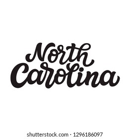 North Carolina. Hand drawn US state name isolated on white background. Modern calligraphy for posters, cards, t shirts, souvenirs, stickers. Vector lettering typography