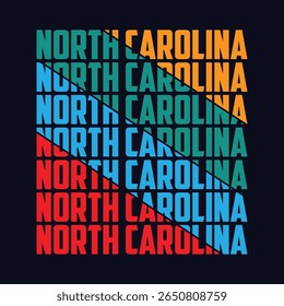 Carolina do Norte. Mão desenhada EUA nome silhueta no fundo branco. Tipografia moderna para impressões de camisetas, cartazes, adesivos, cartões, lembranças. Ilustração do vetor vintage.