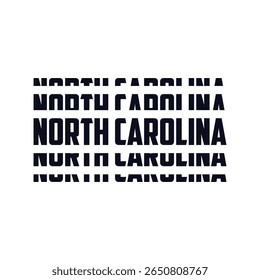 Carolina do Norte. Mão desenhada EUA nome silhueta no fundo branco. Tipografia moderna para impressões de camisetas, cartazes, adesivos, cartões, lembranças. Ilustração do vetor vintage.