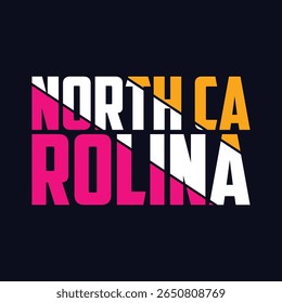 Carolina do Norte. Mão desenhada EUA nome silhueta no fundo branco. Tipografia moderna para impressões de camisetas, cartazes, adesivos, cartões, lembranças. Ilustração do vetor vintage.