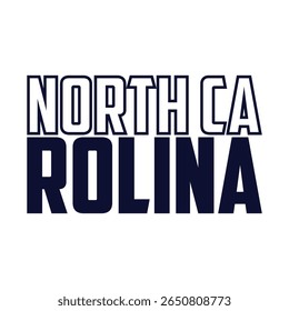 Carolina do Norte. Mão desenhada EUA nome silhueta no fundo branco. Tipografia moderna para impressões de camisetas, cartazes, adesivos, cartões, lembranças. Ilustração do vetor vintage.