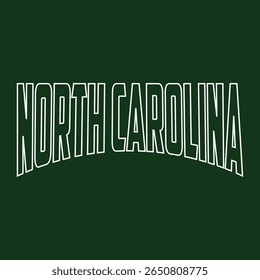 Carolina do Norte. Mão desenhada EUA nome silhueta no fundo branco. Tipografia moderna para impressões de camisetas, cartazes, adesivos, cartões, lembranças. Ilustração do vetor vintage.