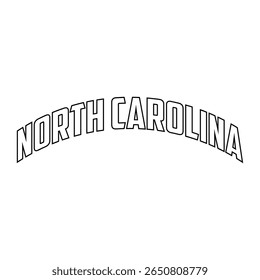 Carolina do Norte. Mão desenhada EUA nome silhueta no fundo branco. Tipografia moderna para impressões de camisetas, cartazes, adesivos, cartões, lembranças. Ilustração do vetor vintage.