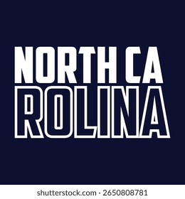Carolina do Norte. Mão desenhada EUA nome silhueta no fundo branco. Tipografia moderna para impressões de camisetas, cartazes, adesivos, cartões, lembranças. Ilustração do vetor vintage.