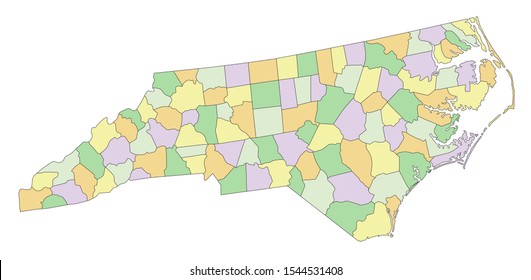 North Carolina - Highly detailed editable political map.
