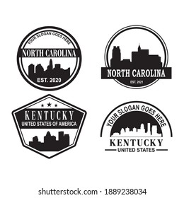 north carolina and kentucky skyline silhouette vector logo