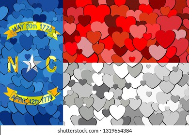 North Carolina made of hearts background - Illustration